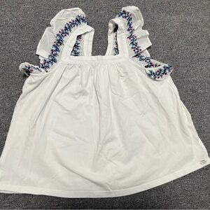 Tartine et Chocolat White Top with Blue and Red Embroidery